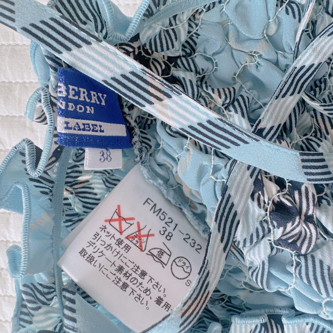 BURBERRY BLUELABEL 水色ノバチェックリボンワンピ メガチェック