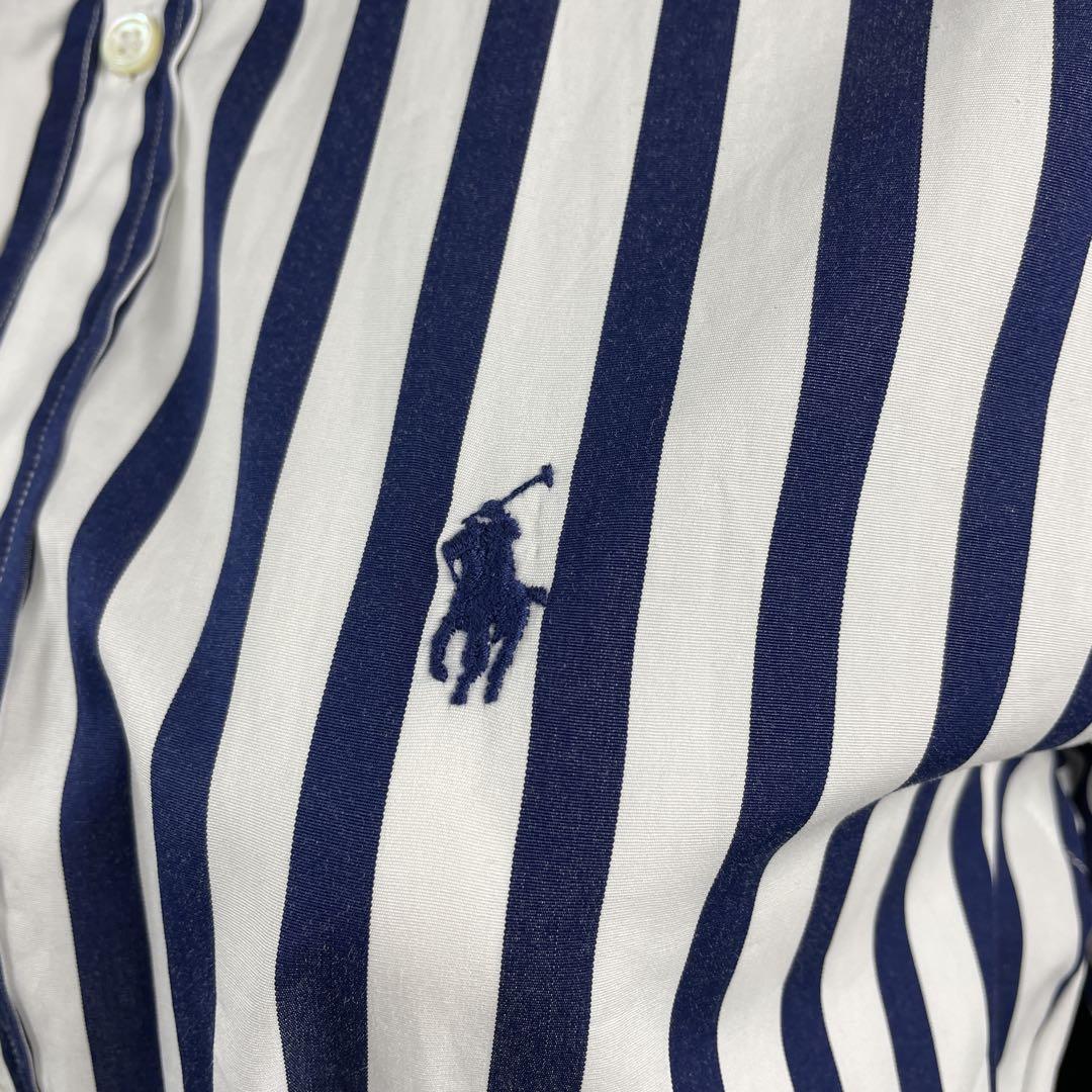 POLO RALPHLAUREN/ベルテッドストライプコットンドレス、長袖、2