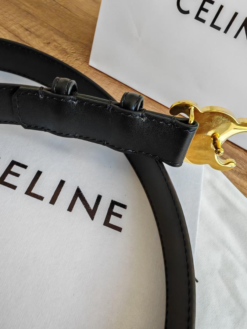 新品CELINE ブラックレザーベルト 80