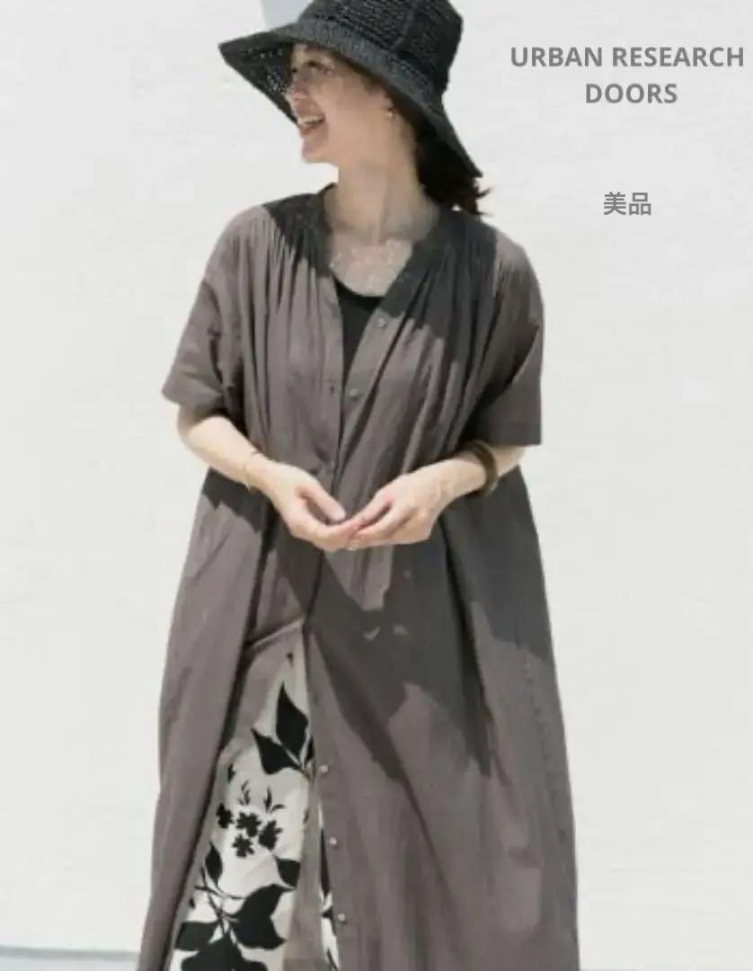 【美品】URBANRESEARCHDOORSコットンボイルハーフスリーブワンピ