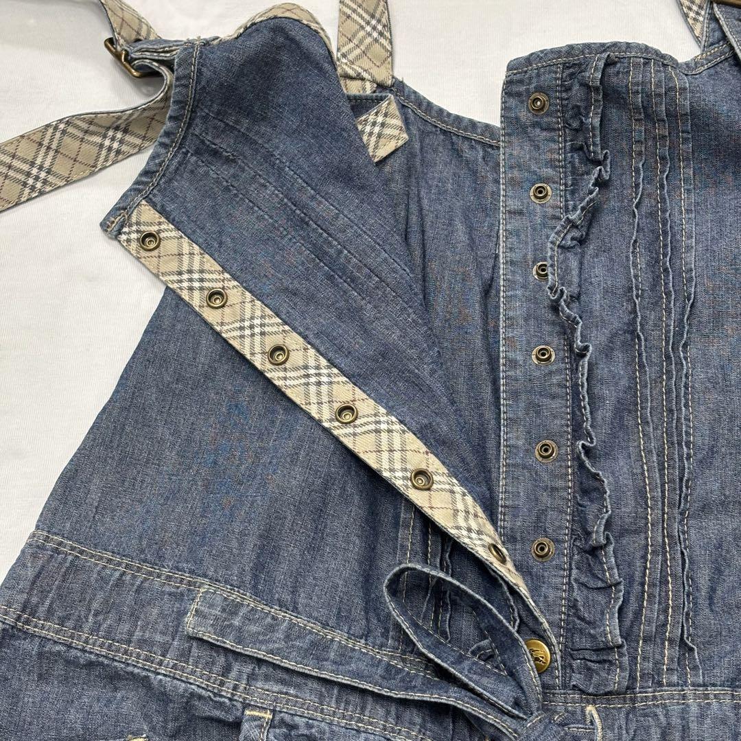 極美品 バーバリー ブルーレーベル BURBERRY デニムサロペット