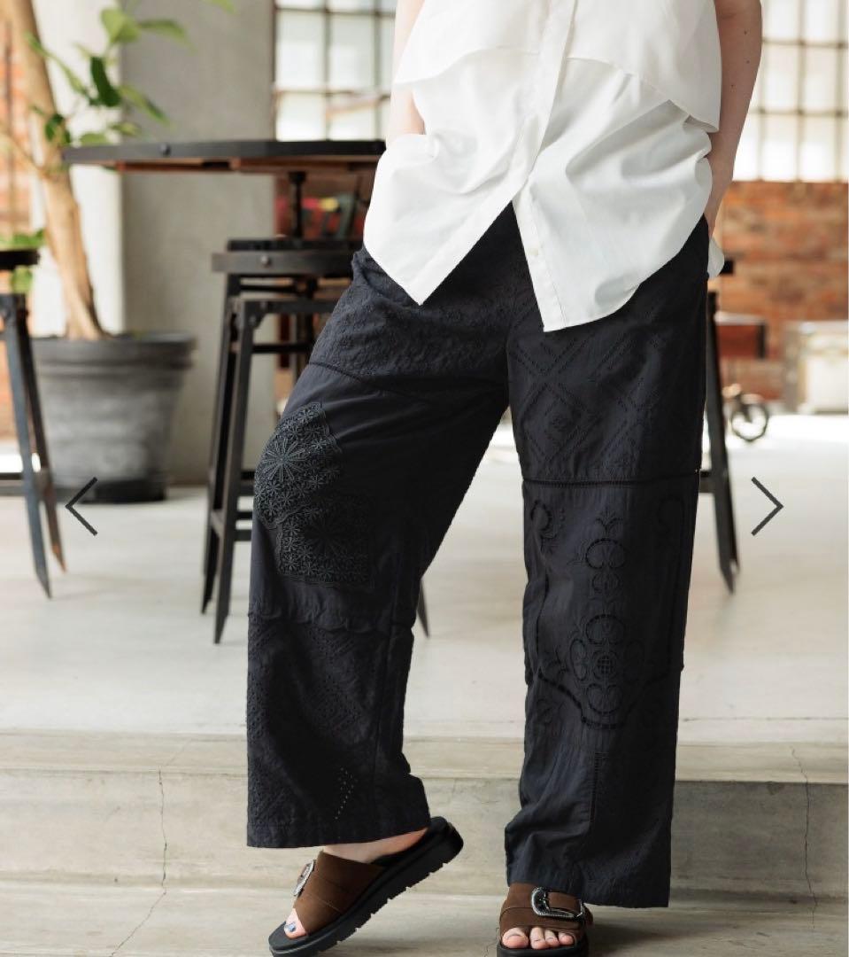 ニコアンド　リメイク風レースパンツ