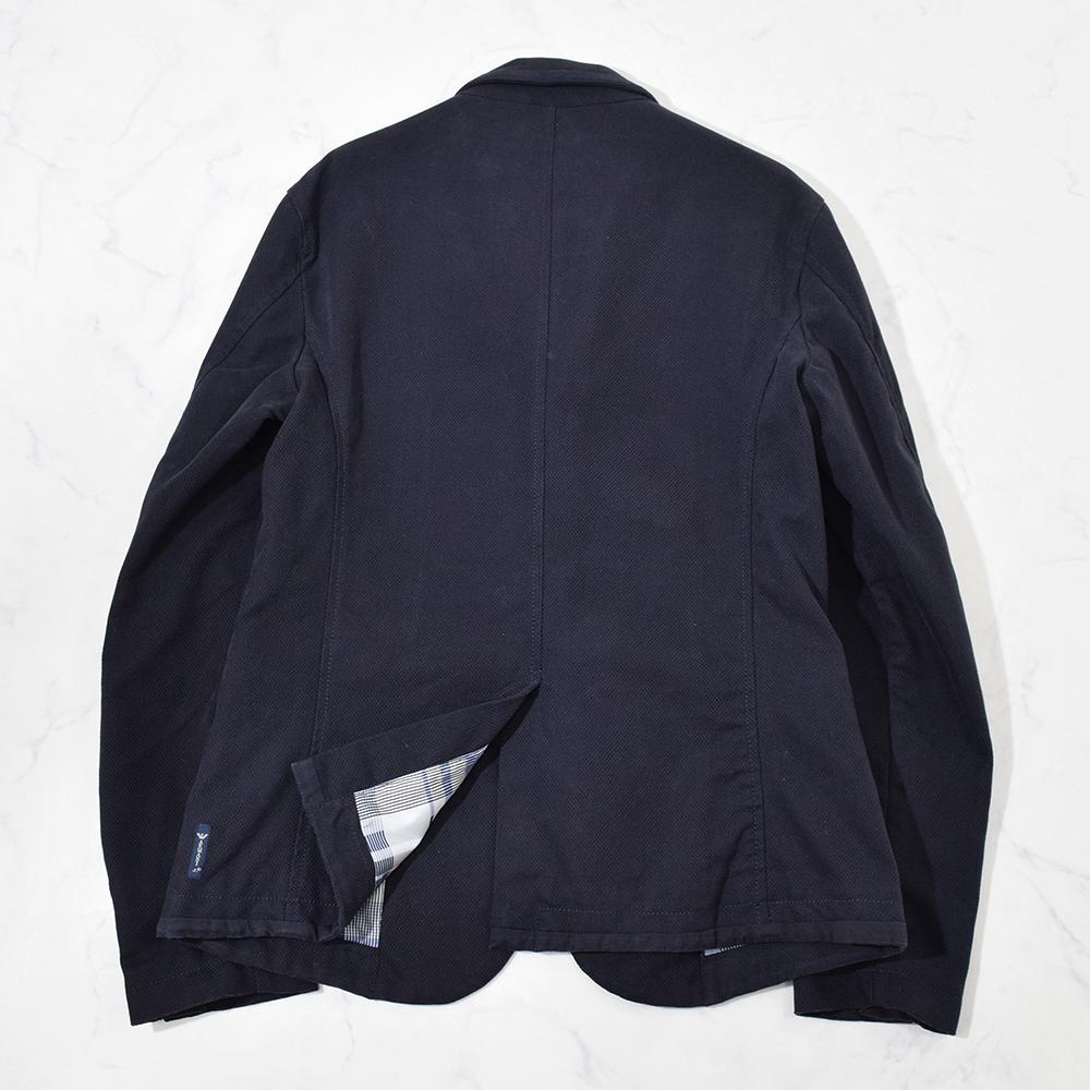 アルマーニ ARMANI JEANS ホップサック ジャケット 裏地チェック 紺