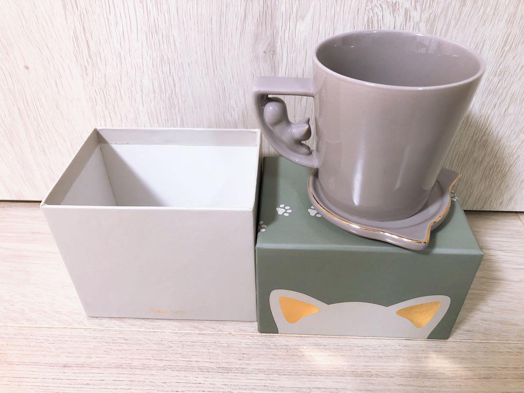 francfranc キャットフィギュアマグ猫マグカップグレー