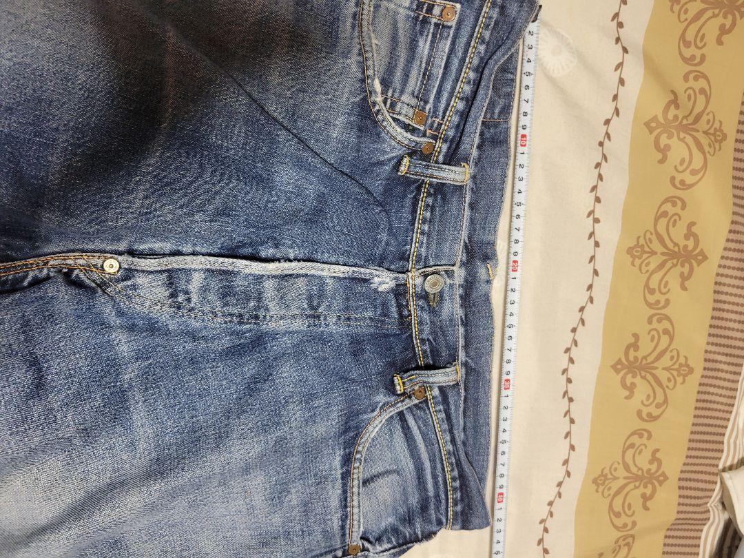 エヴィス　デニムショートパンツ 青 ダメージ カモメ刺繍