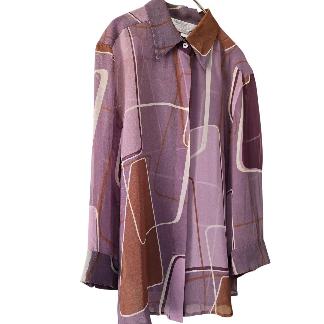 MaxMara シルク100%シフォン シアーブラウス 白タグ - メルカリ