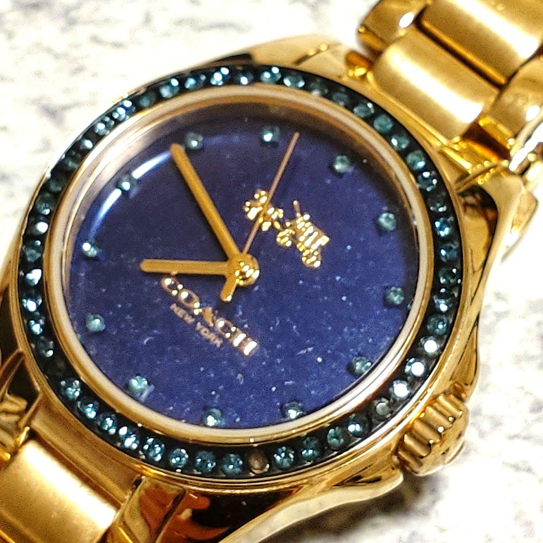 稼働 コーチ き ゴールド 石付き 腕時計 馬車 説明書付きCOACH