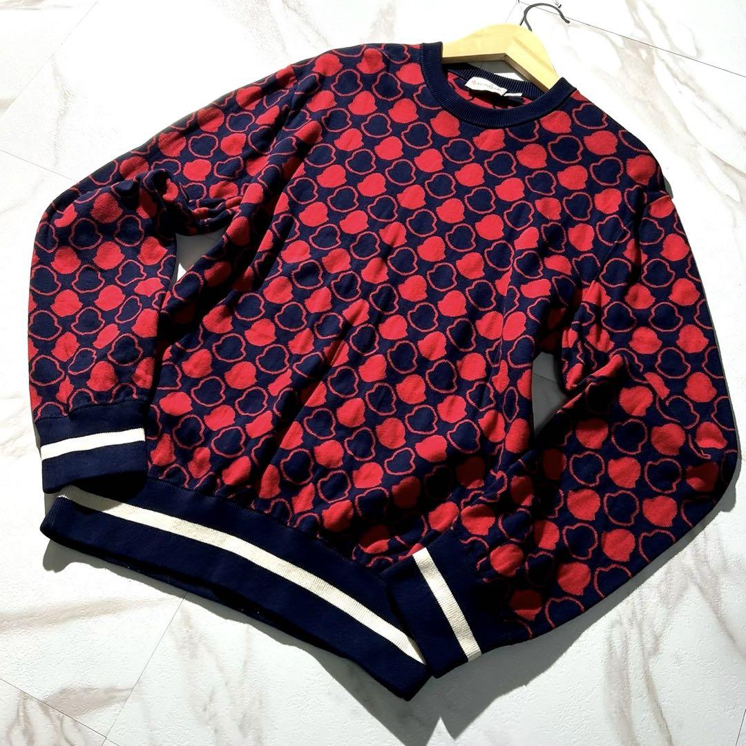 未使用級 MONCLER モンクレール ロゴ総柄 クルーネックセーター L