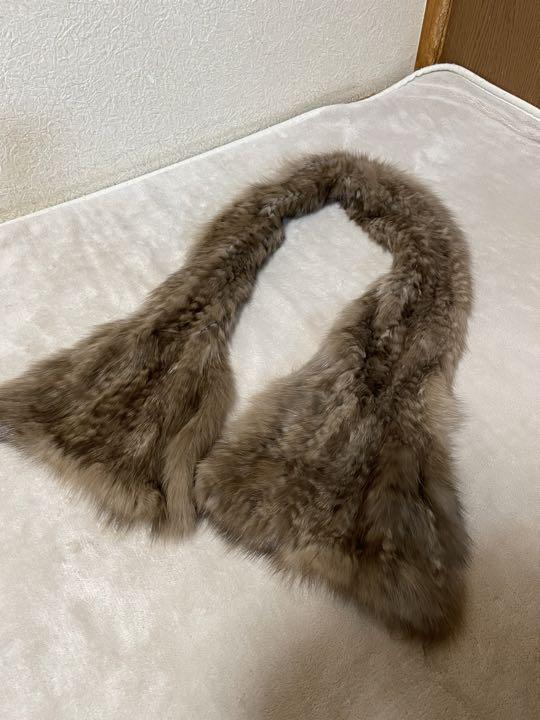 三京商会　ロシアンセーブル 編み込み ファー マフラー フレアデザイン