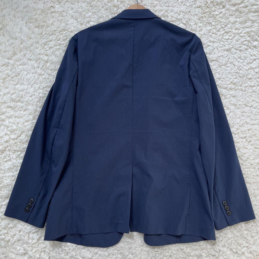 未使用級 UNIQLO セットアップ スーツ シアサッカー ネイビー Lサイズ