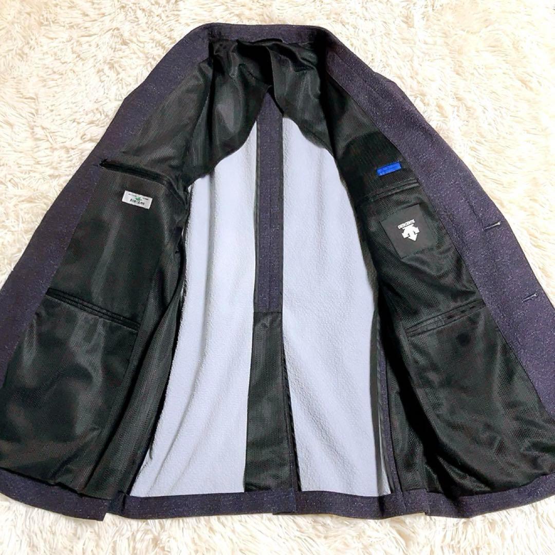 【超美品】DESCENTE　スーツ　シアサッカー　ECO LOG　洗濯可　春夏S