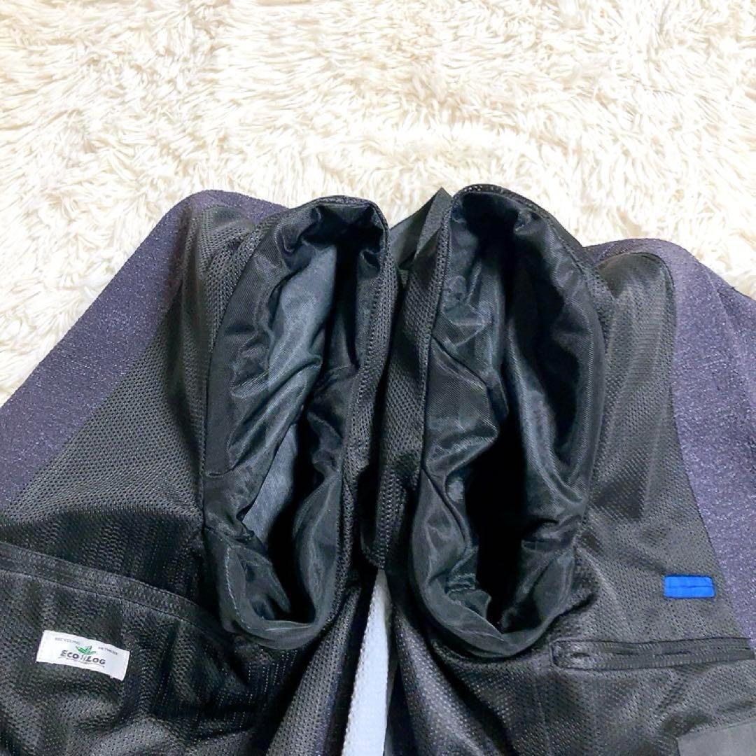 【超美品】DESCENTE　スーツ　シアサッカー　ECO LOG　洗濯可　春夏S