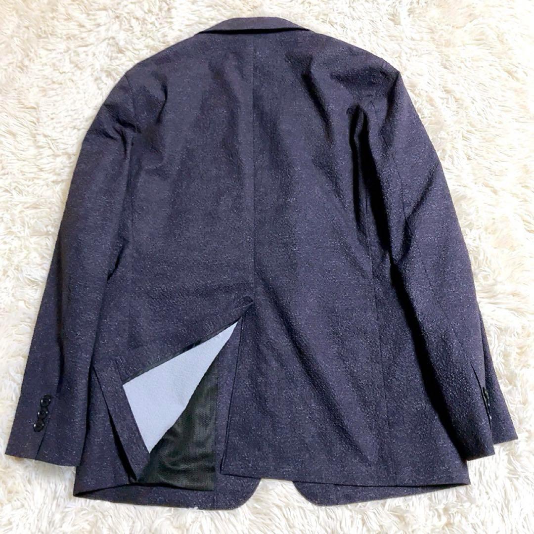 【超美品】DESCENTE　スーツ　シアサッカー　ECO LOG　洗濯可　春夏S