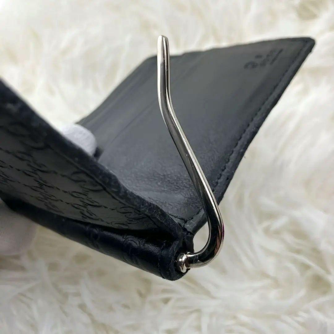 美品✨グッチ マネークリップ マイクロシマ 札入れ　GG柄　折り財布　ブラック