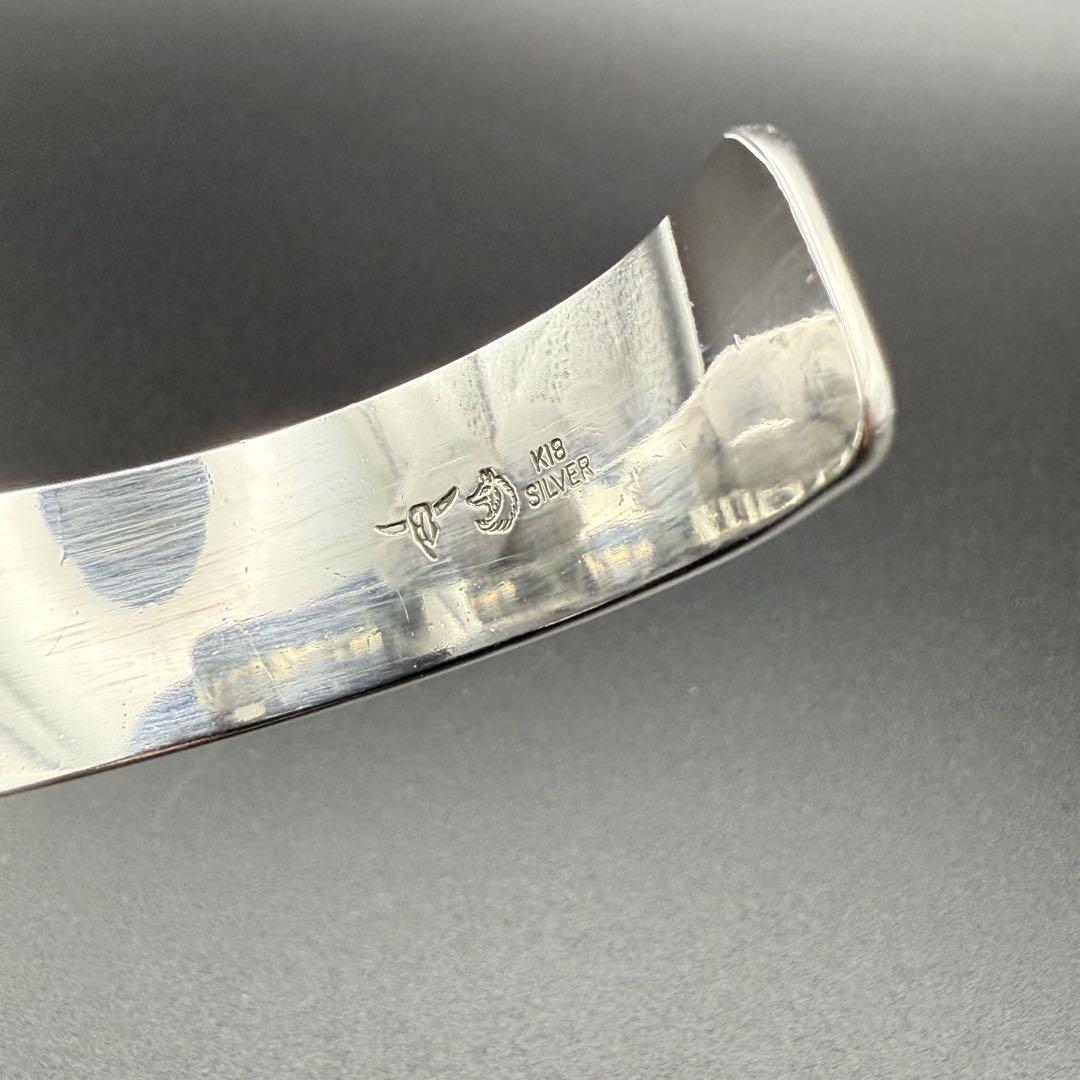●【美品】TADY&KING 平打ちバングル18Kロングホーン S