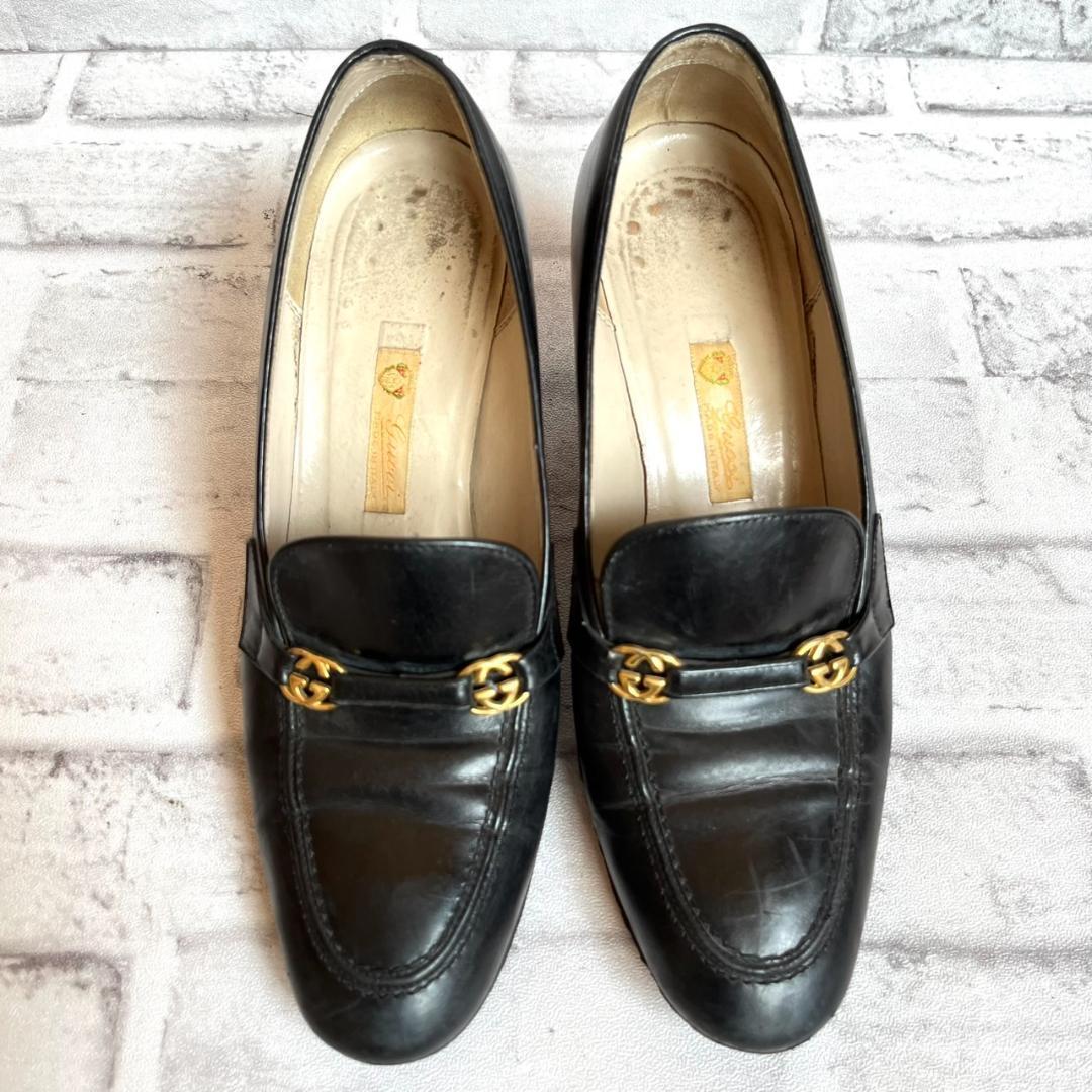 【オープニング大セール】 グッチパンプス GUCCI GG金具 メルカリ - 22.5㎝ ブラック レザー 靴