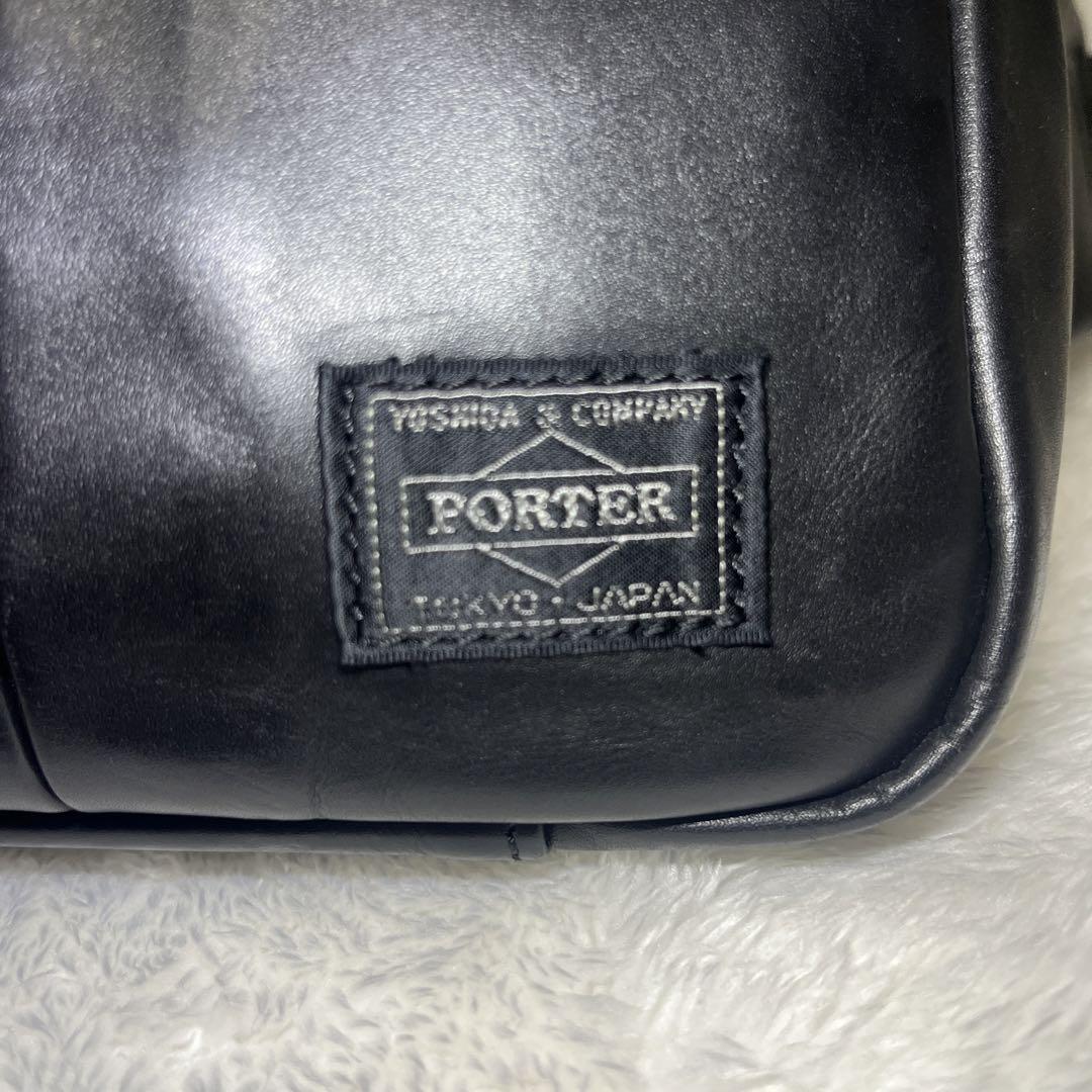 美品】PORTER ALOOF ボディーバック レザー ブラック