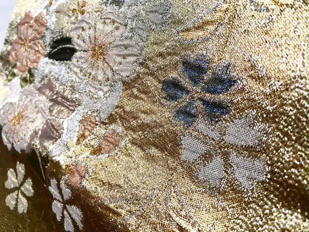 豪華♡金銀糸 正絹 袋帯 膨れ織 雪輪に花模様 桜・梅・椿