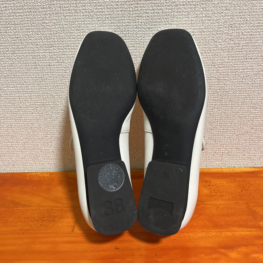 カンペール ホワイト メリージェーン 38 24cm パンプス