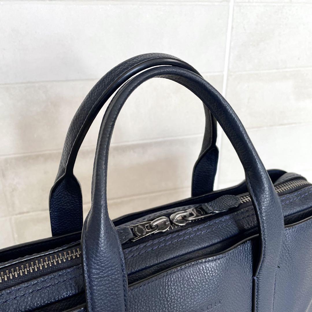超美品!! COACH コーチ 2way ビジネスバッグ ショルダー レザー 紺