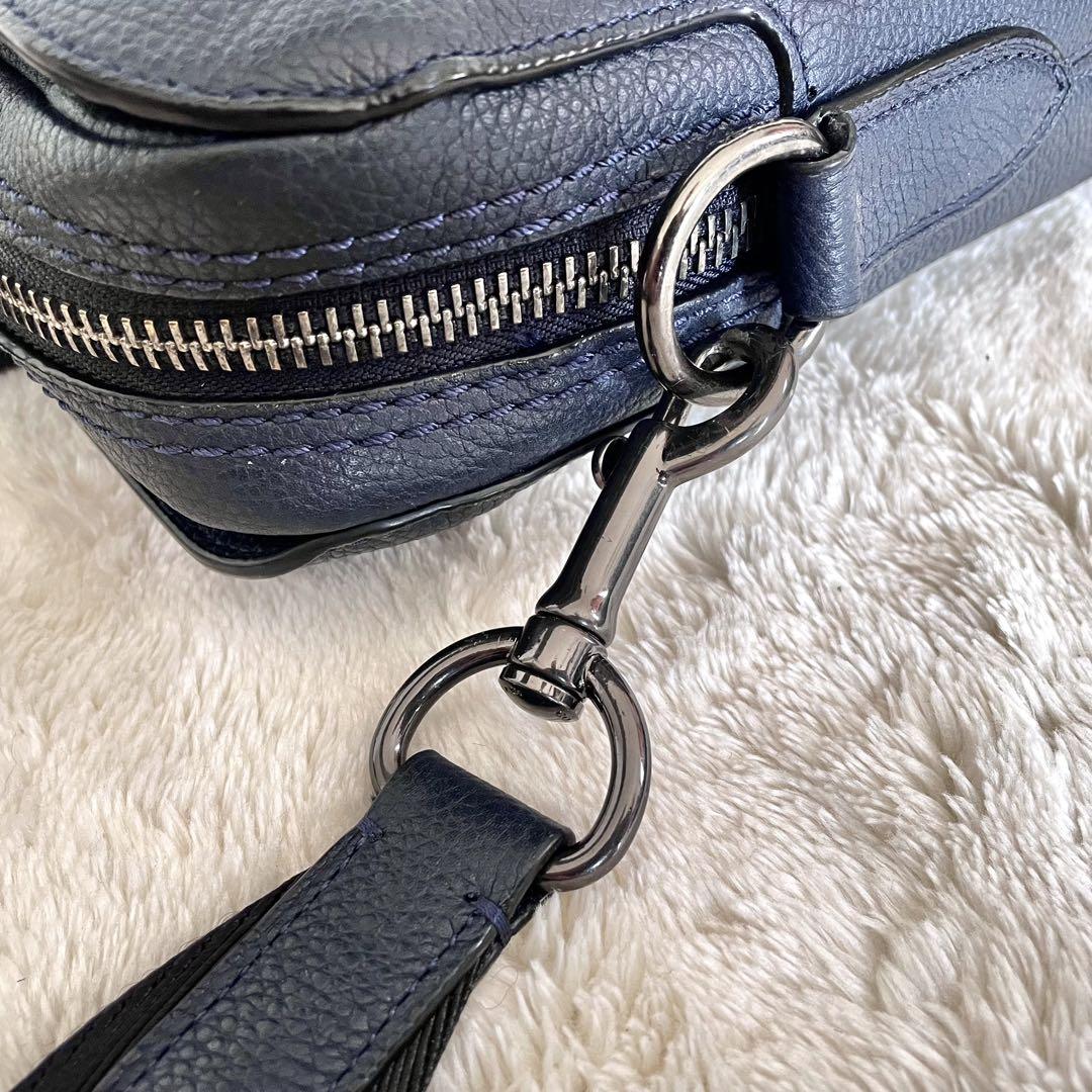 超美品!! COACH コーチ 2way ビジネスバッグ ショルダー レザー 紺