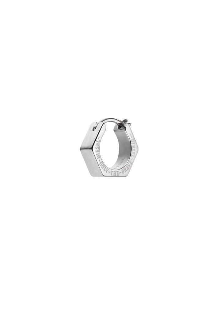 diesel 六角形シルバーフープピアス(片耳用)
