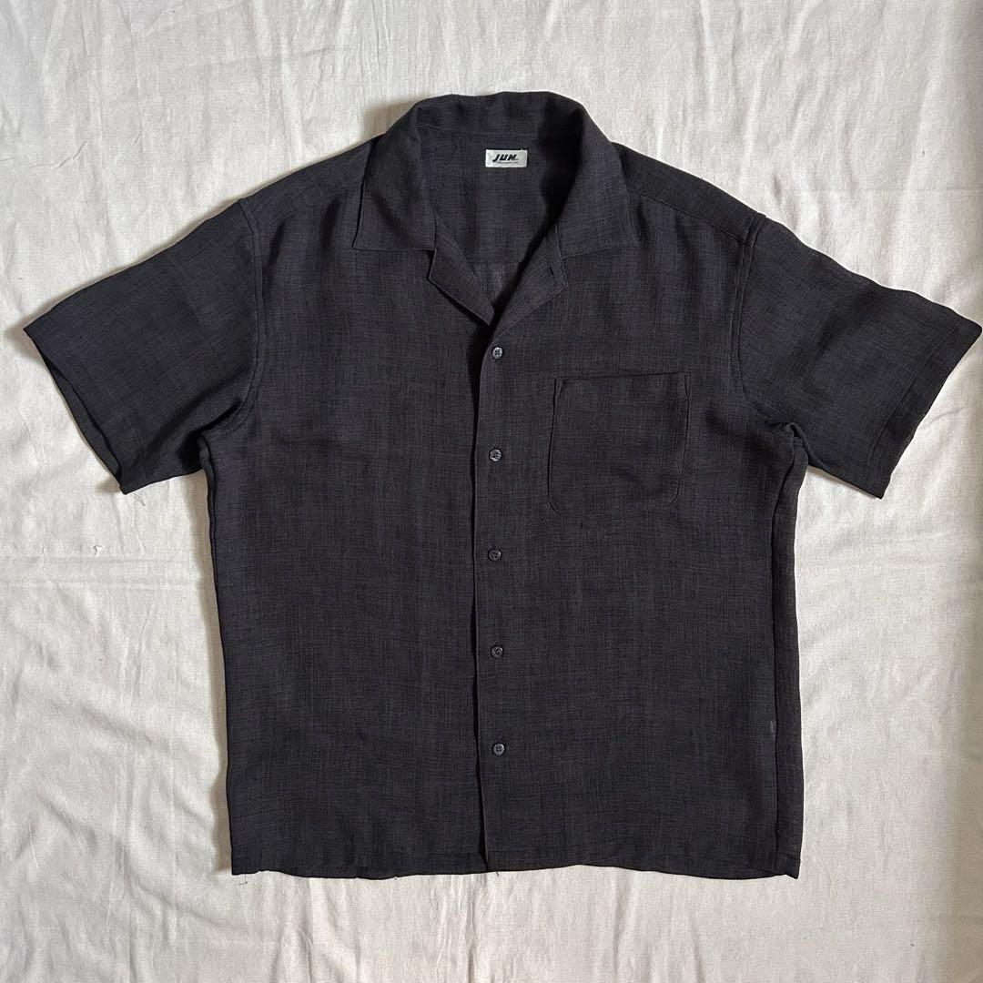 90s JUN MEN オープンカラーシャツ チャコール ダークグレー