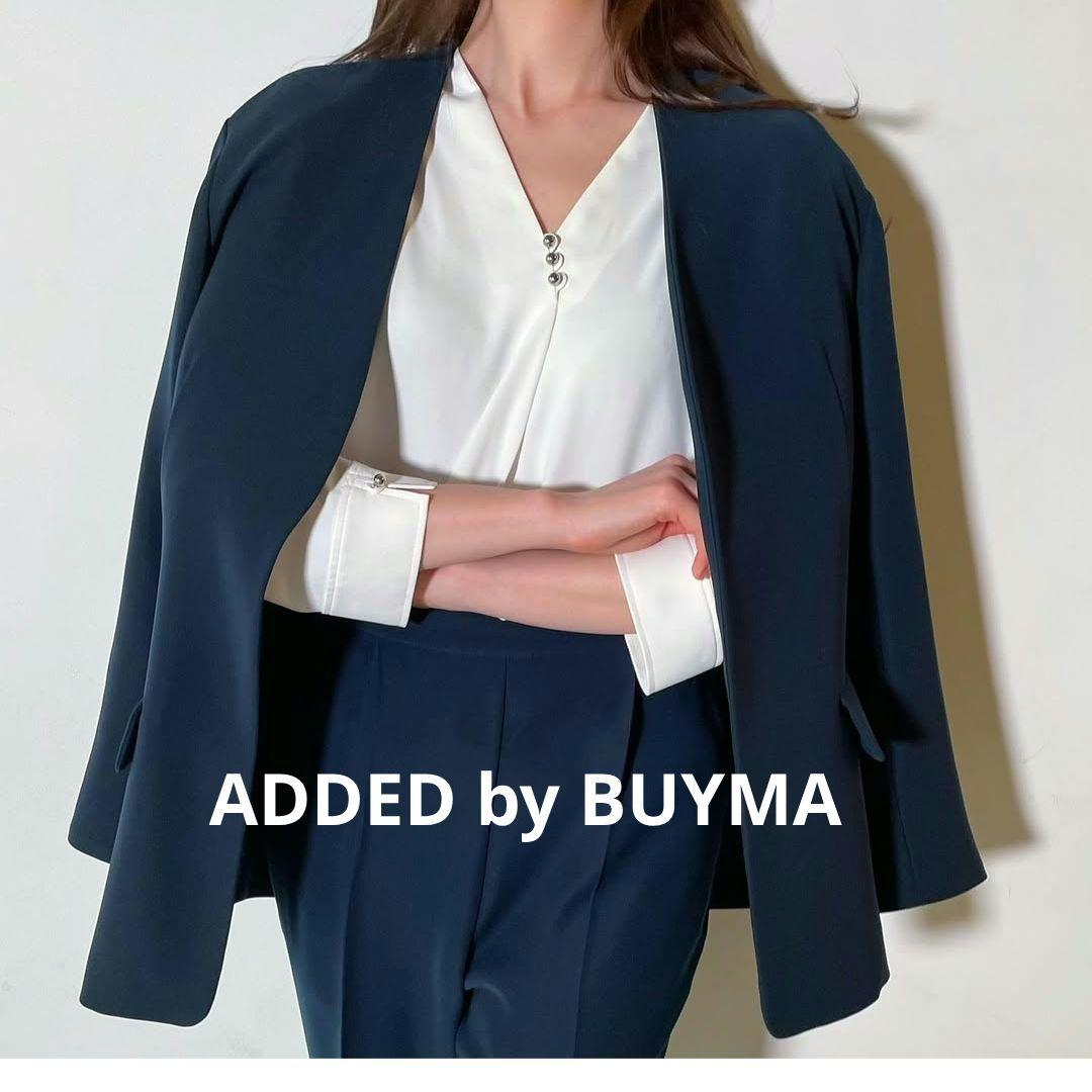 美品　大きいサイズ４６　23区　ノーカラージャケット　背抜き 美品 大きいサイズ46 23区 ノーカラージャケット 背抜き