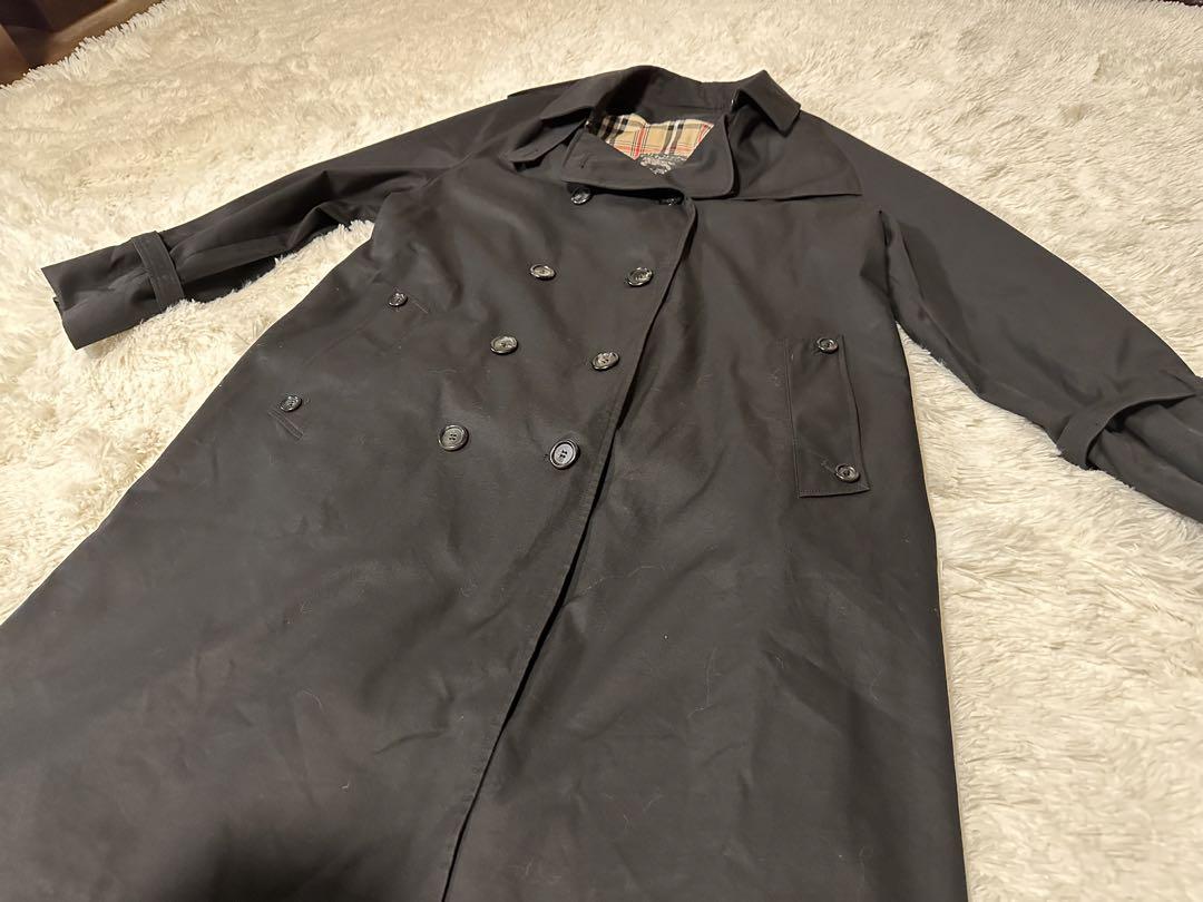 美品 バーバリー コート ダブル ロング丈 黒 ブラック ノバ