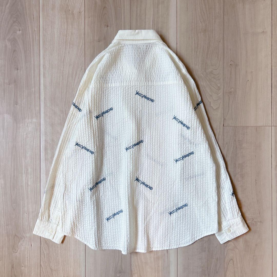 【国内配送】 総ピンタック 美品＊ヤッコマリカルド 長袖シャツ 1 ロゴ刺繍 トップス