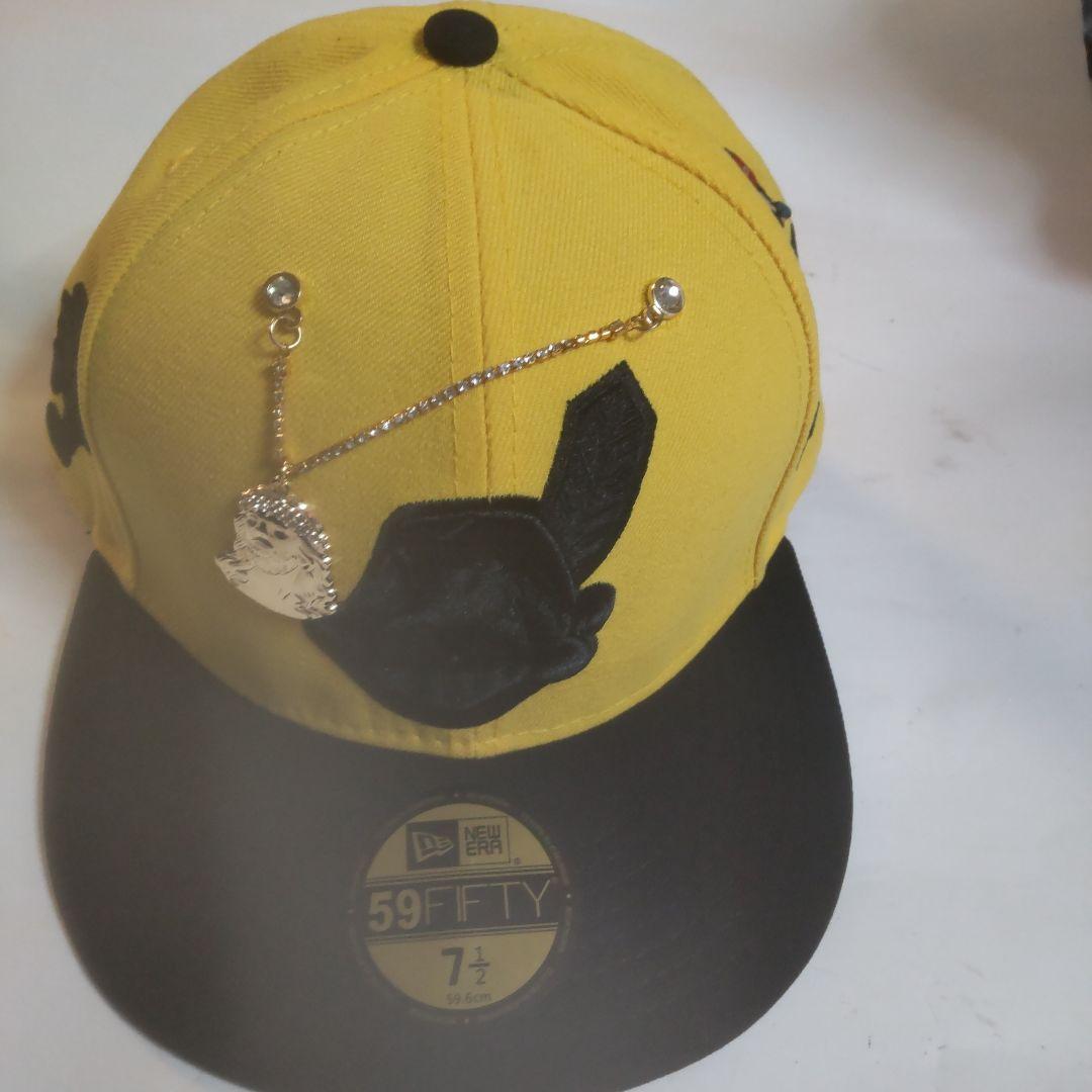 New Era 59FIFTY イエロー ブラック キャップ 7 1/2チェーン