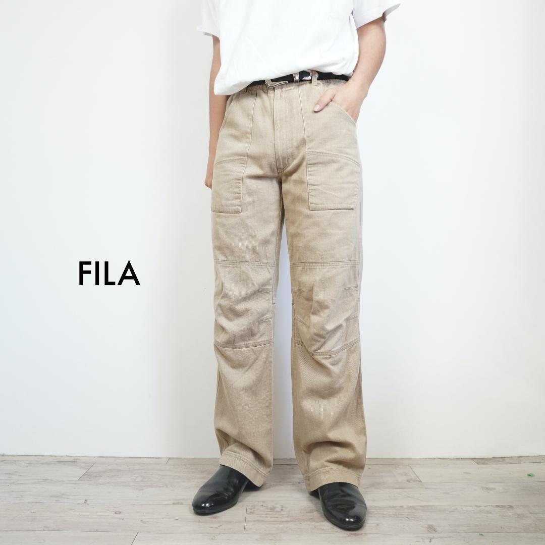 FILA ギミックパンツ チノパン ベージュ ベイカー 立体 膝当て i17