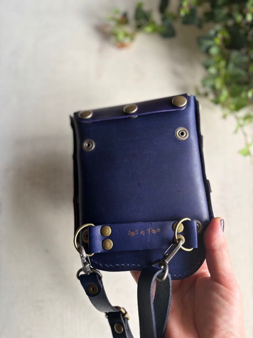 手染めネイビー ブルーパープルの大容量シザーケース