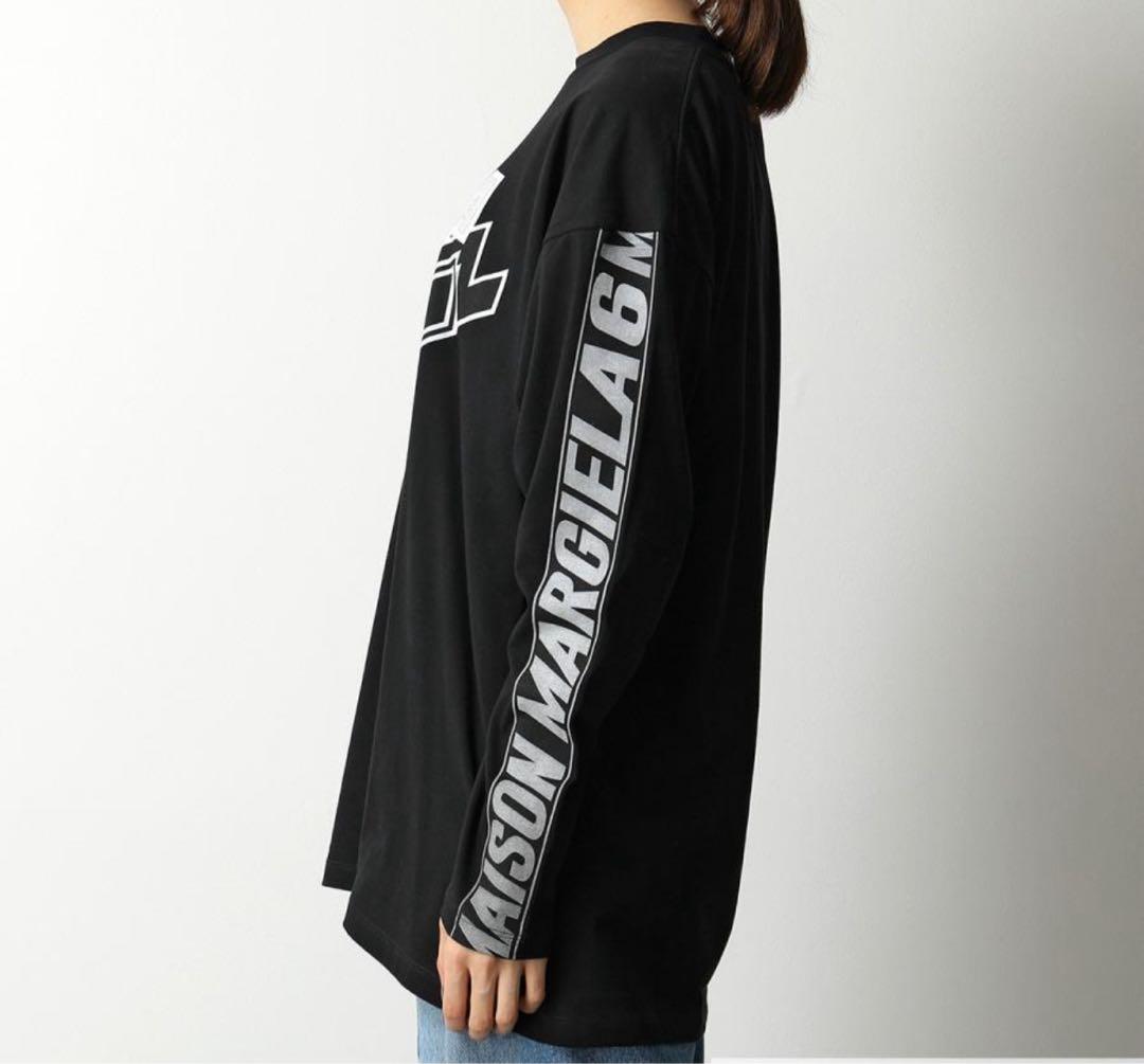 美品】MM6 マルジェラ モトクロス ロゴ カットソー ロングTシャツ 黒