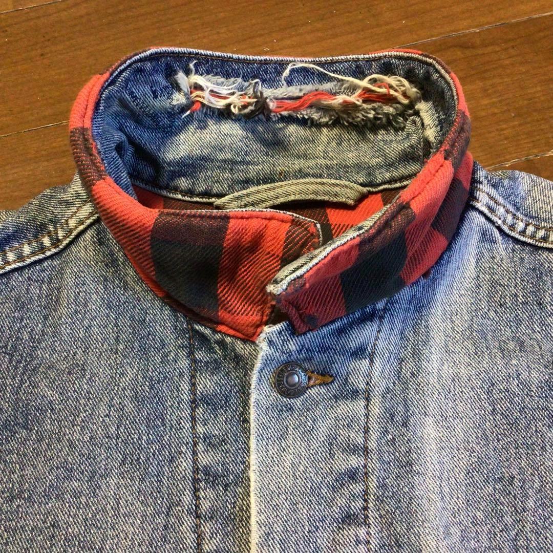 92年USA製リーバイス 70417 Gジャン Lサイズ 黒赤チェック 92年USA製リーバイス 70417 Gジャン Lサイズ 黒赤チェック