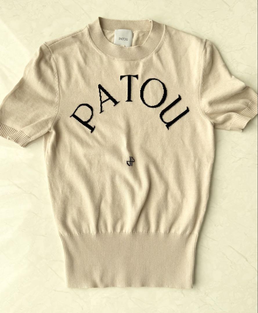 【超美品・レアXL】本家サイト購入　PATOU 半袖ニット ベージュ ロゴ入り 超美品・レアXL】本家サイト購入 PATOU 半袖ニット ベージュ
