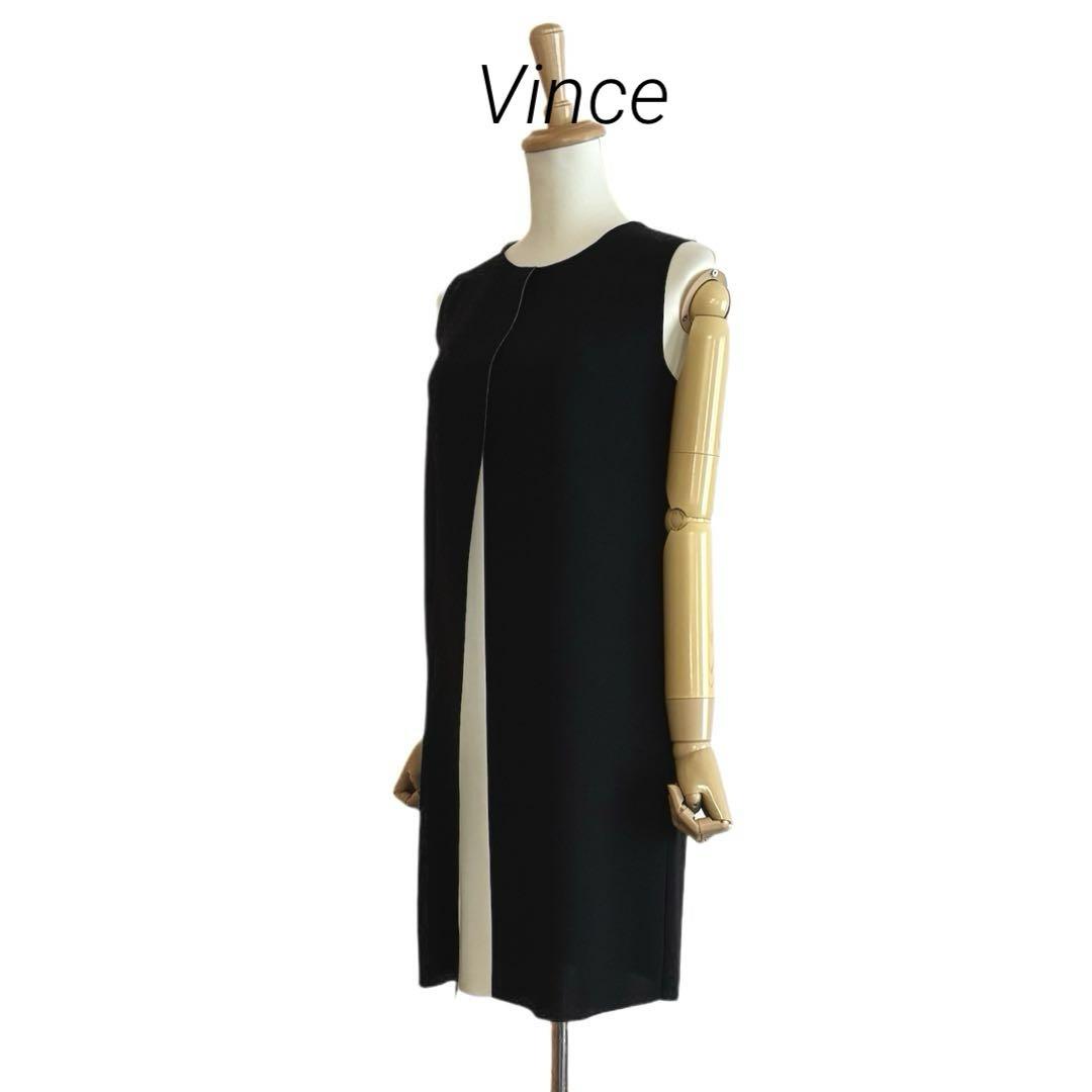 【Vince】 バイカラー ノースリーブワンピース
