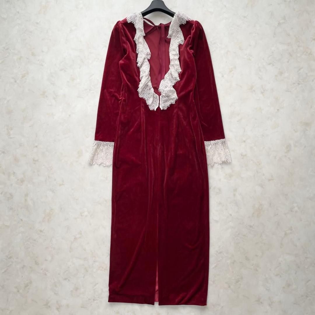 LILY BROWN バックフリルベロアロングドレス ベルベット マキシ丈 SS Lily Brown