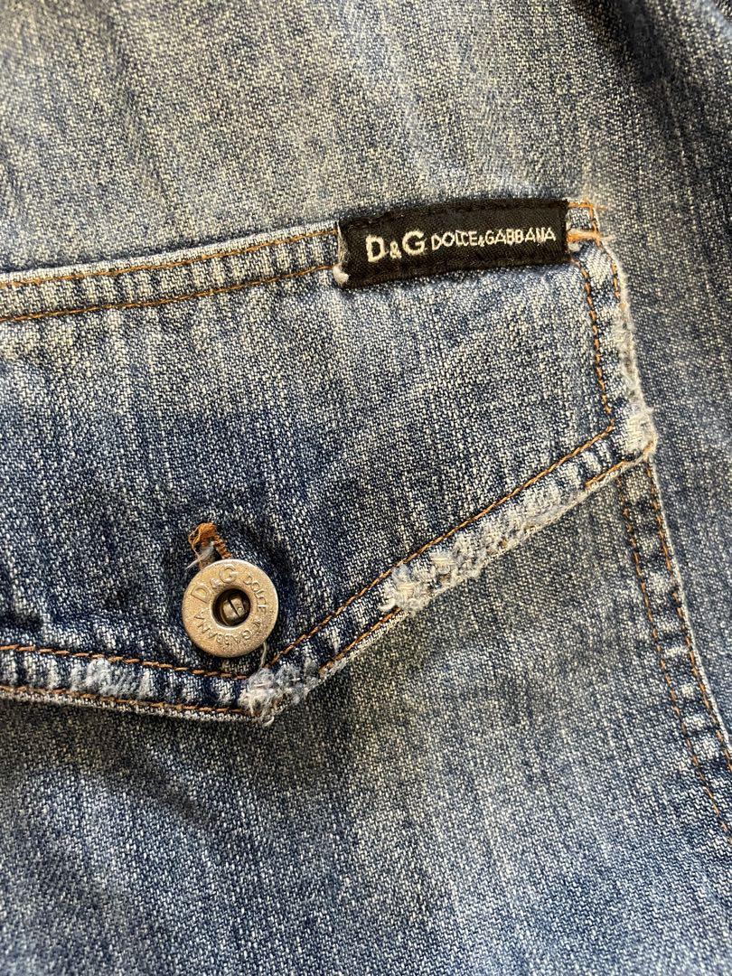 D&G デニム ダメージ加工 7分袖シャツ L