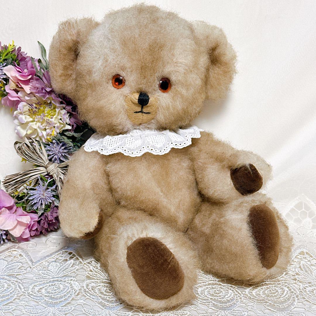 ❤️ビンテージ❤️✨美✨水色のふわふわテディベア　アンティークベア　イスラエル ❤️奇跡の美品✨❤️ペディグリー イギリスアンティークベア