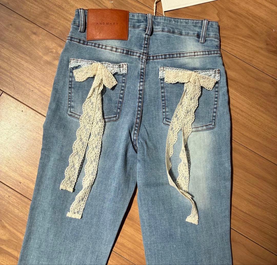 ANDMARY Lacey ribbon heart hip denim ANDMARY Lacey ribbon heart hip denim