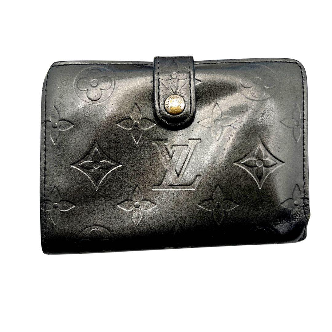 LOUIS VUITTON ルイヴィトン　折財布　ヴェルニ　ブラック　グレー