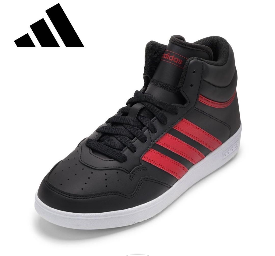 adidas ブラック/レッド ハイカットスニーカー - メルカリ