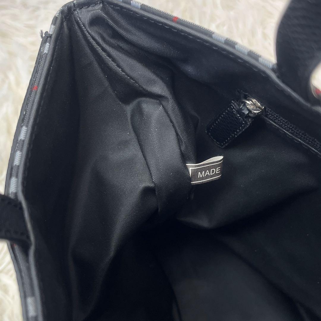 超美品☆【バーバリー　ロンドン】黒　ノバチェック　ナイロン　レザー　ロゴ　トート
