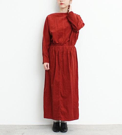 yuni コットンレーヨン コーデュロイ ドルマンスリーブワンピース