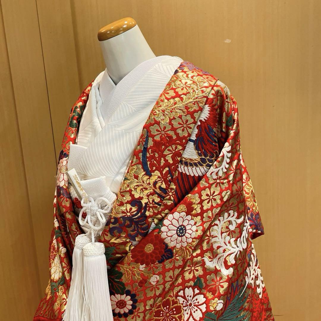 正絹花嫁色打掛唐織赤鳳凰花文様色打掛披露宴に、写真撮影におすすめ