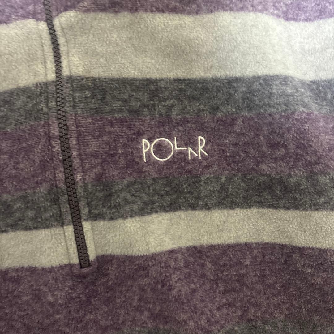 フリースジャケット 紫とグレー ストライプ