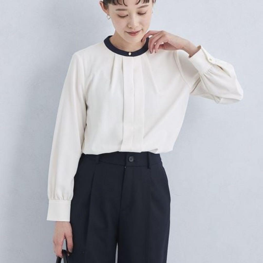 【24ss】green label relaxingバイカラータックブラウス 白
