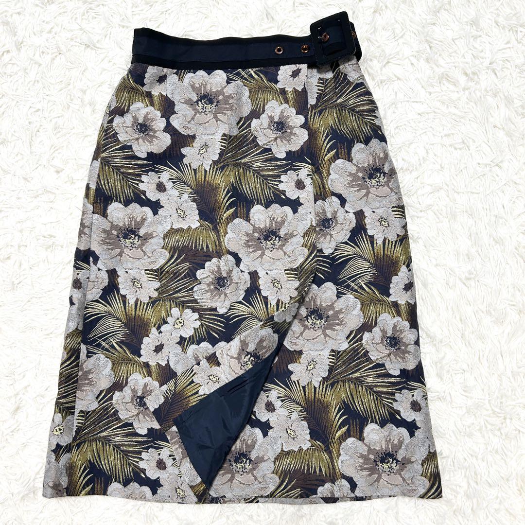 美品✨adore アドーア 花柄 ボタニカル ジャガード ラップスカート S