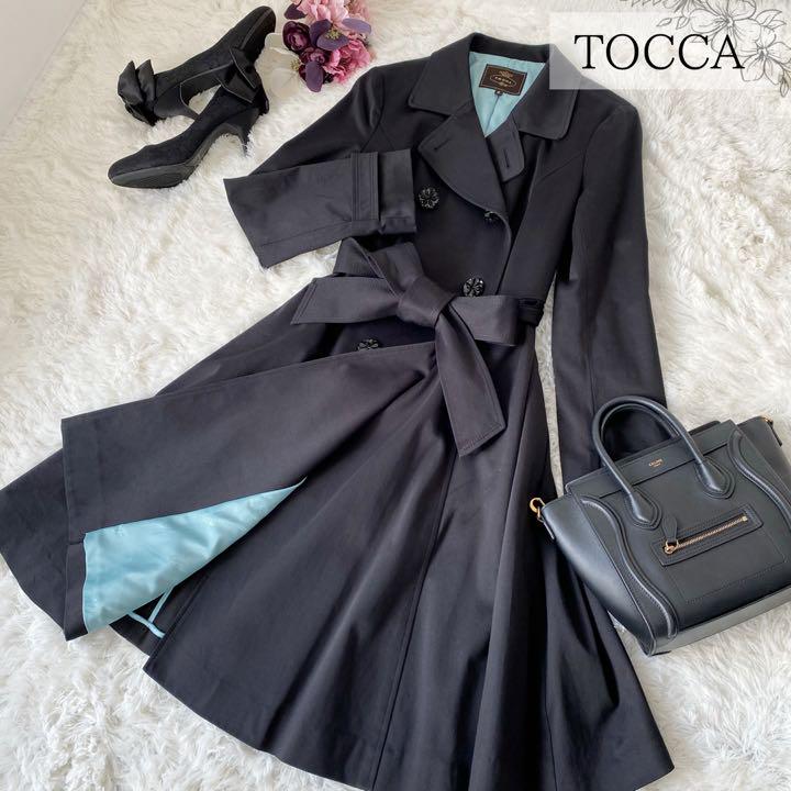 美品✨TOCCA トッカ MEMORIASトレンチコート ビジューボタン 黒